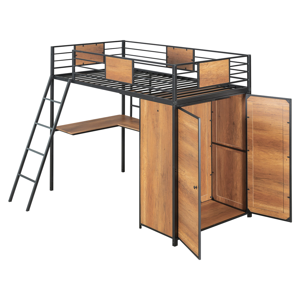 Twin Loft Bed with Desk Black