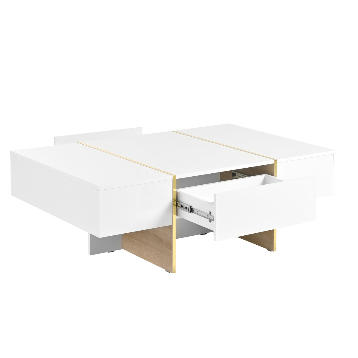 Multifunctional Table with Drawers Gold Finish