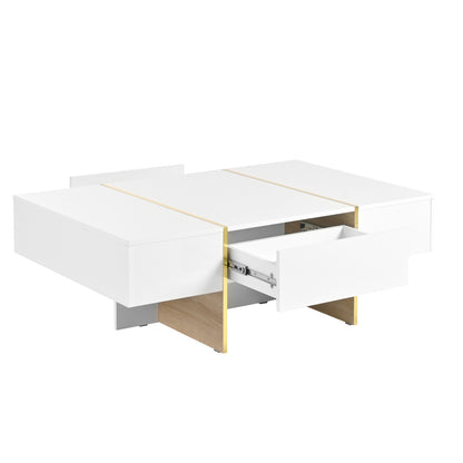 Multifunctional Table with Drawers Gold Finish