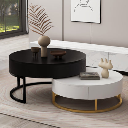 Lift-Top Coffee Tables with Drawers Black