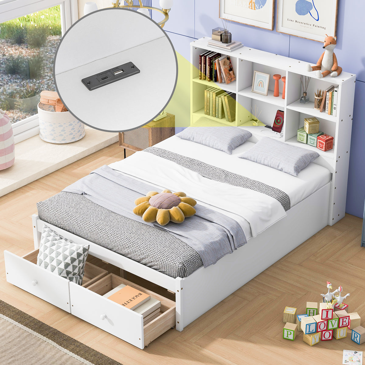 Full Storage Bed White