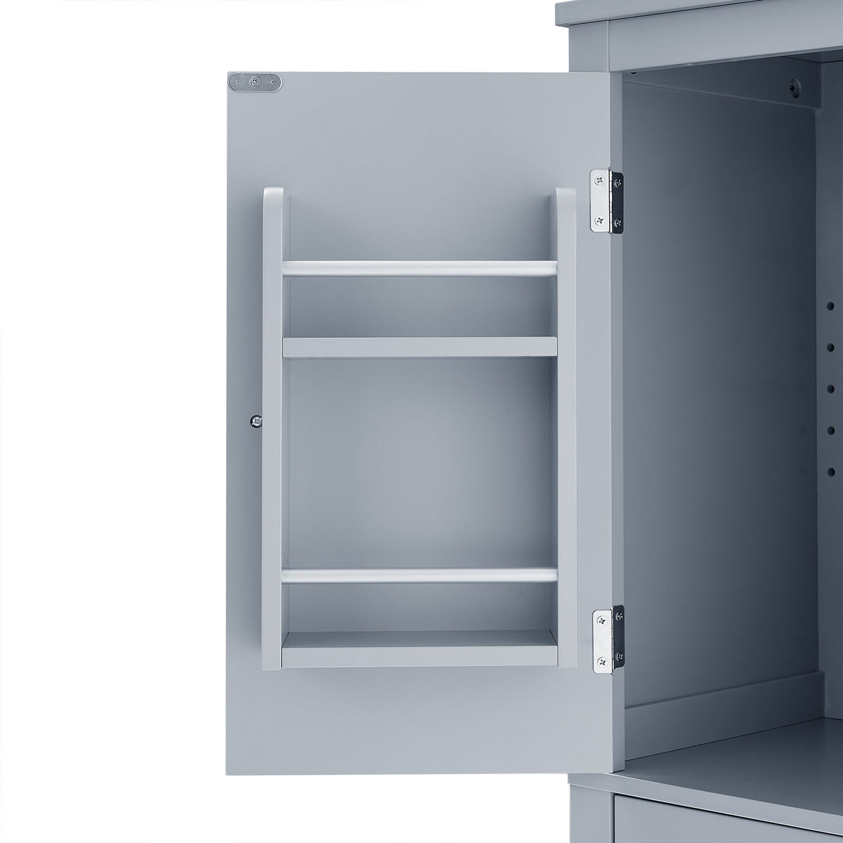 Gray Bathroom Floor Cabinet with Adjustable Shelves