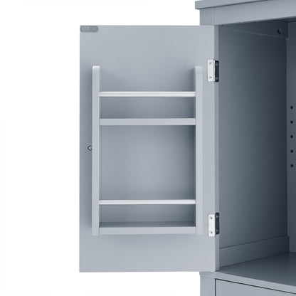 Gray Bathroom Floor Cabinet with Adjustable Shelves