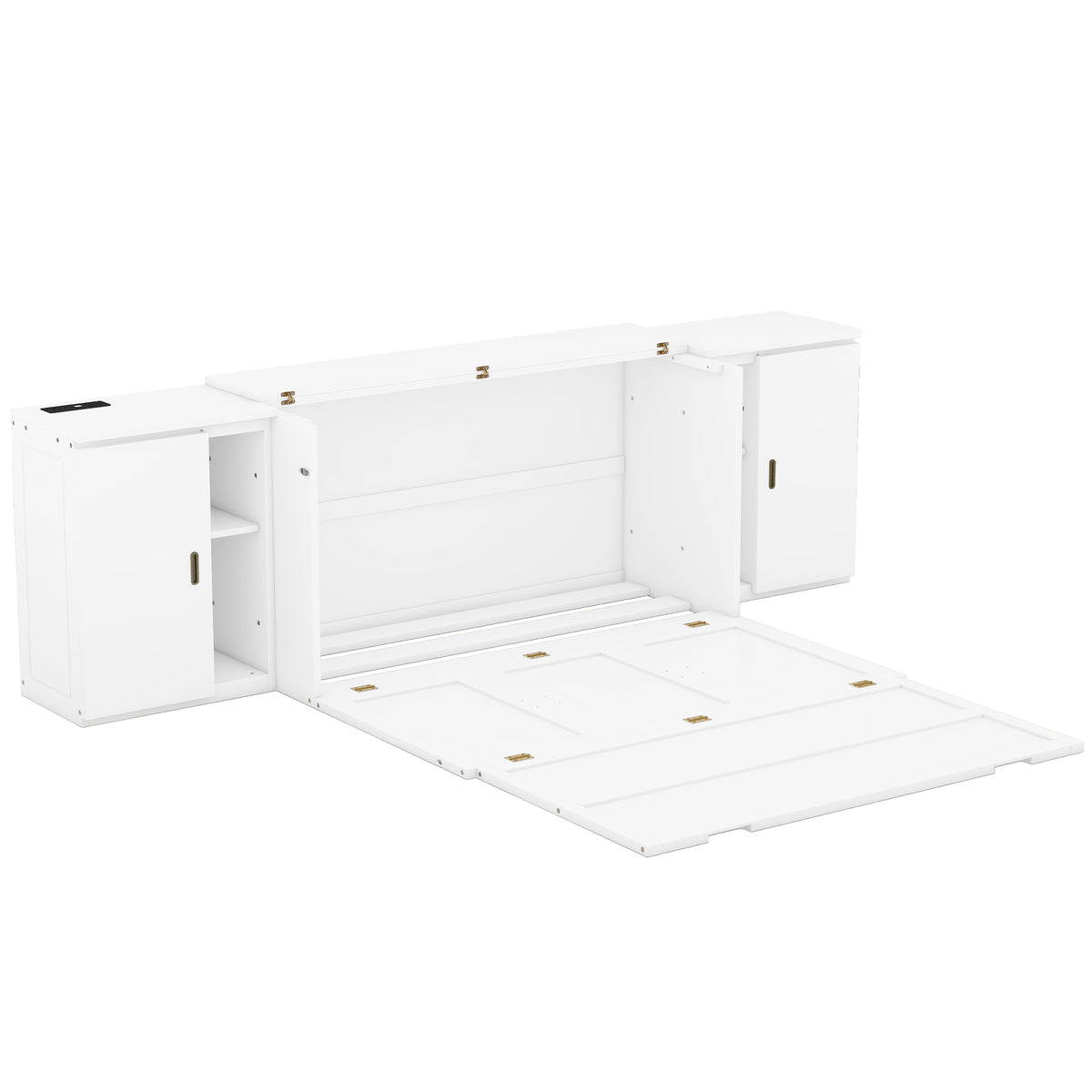 Queen Murphy Bed with USB Ports – White