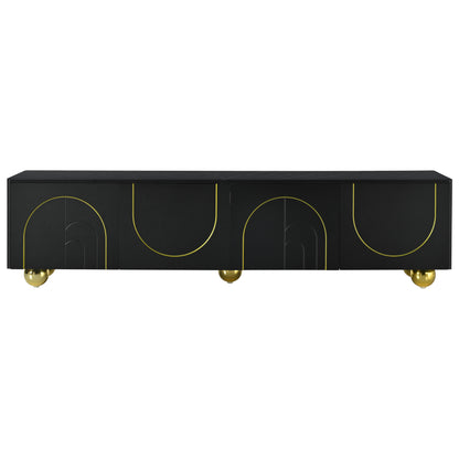 Modern TV Stand with Cabinets Walnut