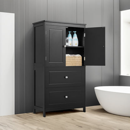 Black Bathroom Storage Cabinet with Drawers