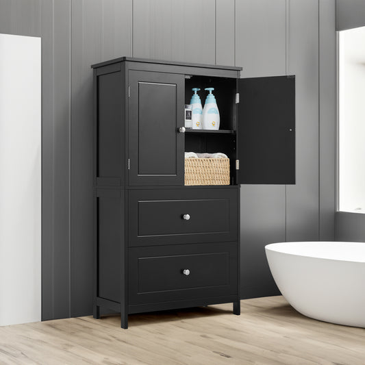 Black Bathroom Storage Cabinet with Drawers