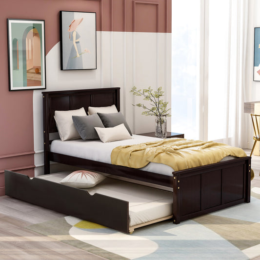 Platform Bed with Trundle Espresso Finish