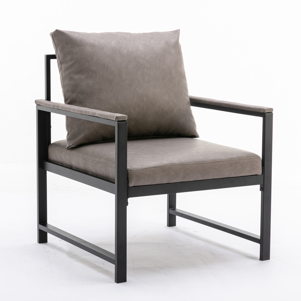Faux Leather Accent Chair – Charcoal Gray
