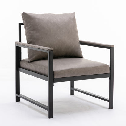 Faux Leather Accent Chair – Charcoal Gray
