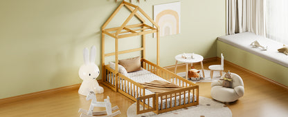 Twin Children’s Bed with Rack Natural