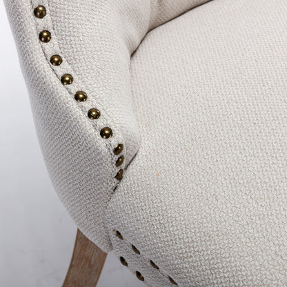 Nikki Tufted Linen Dining Chair Set (2 pcs) – Beige and Gray