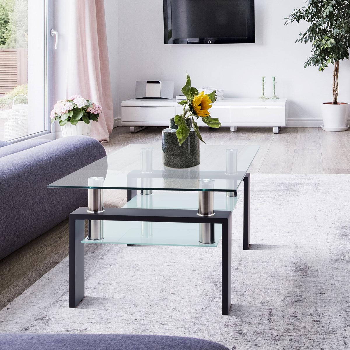 Rectangular Glass Coffee Table – Black