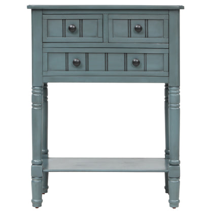 Slim Console Table with Drawers Navy Finish