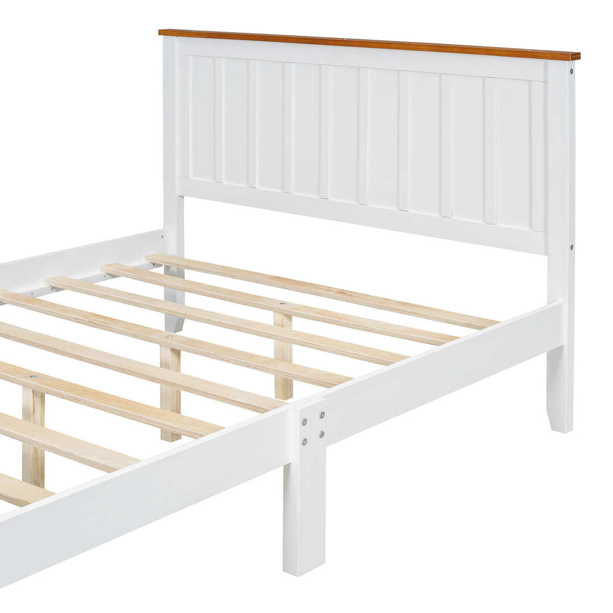 Full Wood Platform Bed with Slat Support White