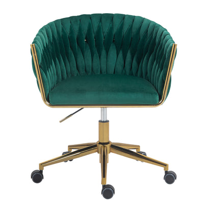 Modern Adjustable Vanity Chair with Wheels Green