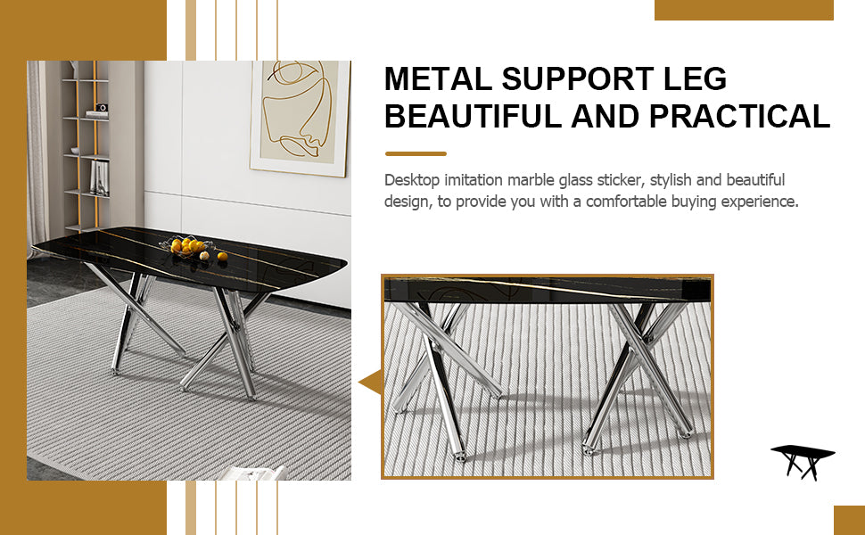 Large Minimalist Dining Table Gray