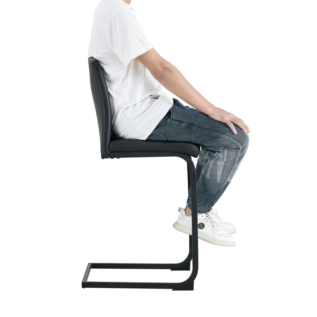 Black PU Counter Stool Set (2 pcs)
