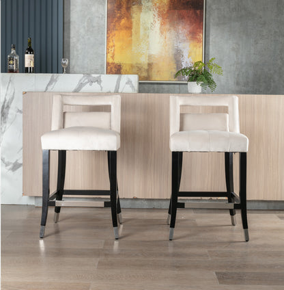 Suede Velvet Barstools Set of 2