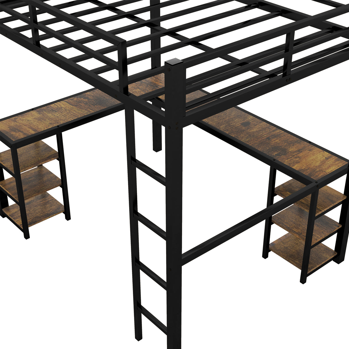 Metal Loft Bed Black