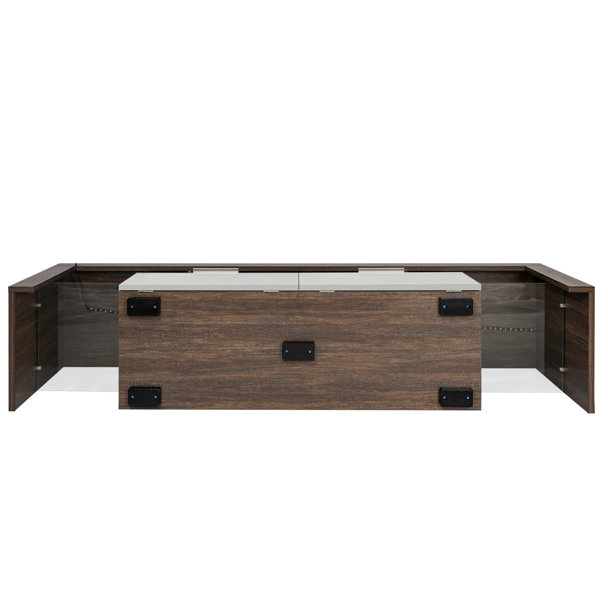 Modern TV Console with Glass Shelf – Quick Assembly