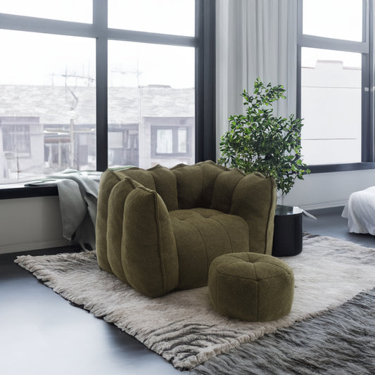 Soft Bean Bag Chair – Gray High-Resilience Foam