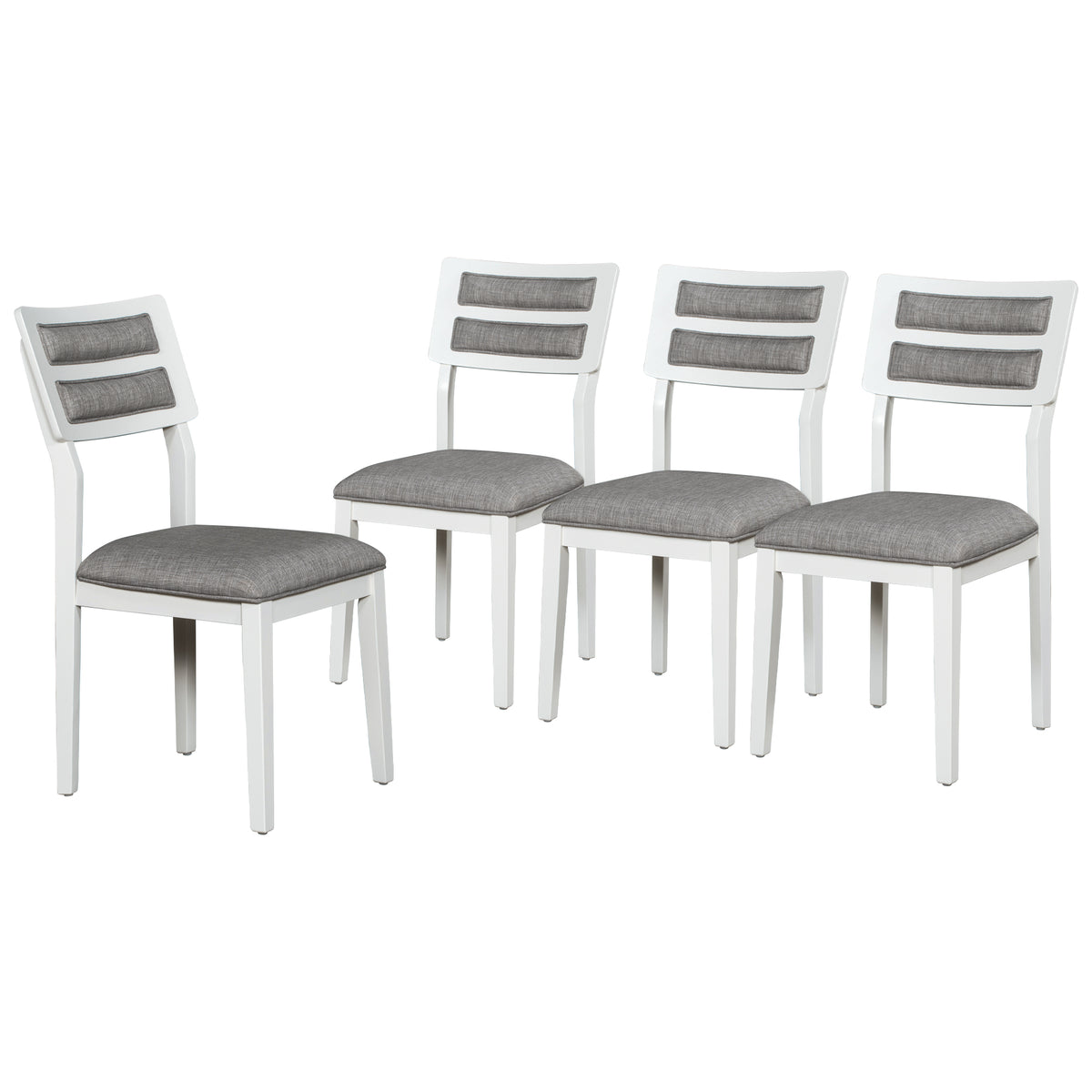 6-Piece Dining Set with Bench White and Gray