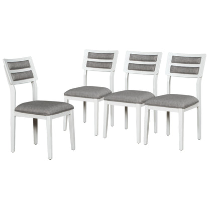 6-Piece Dining Set with Bench White and Gray