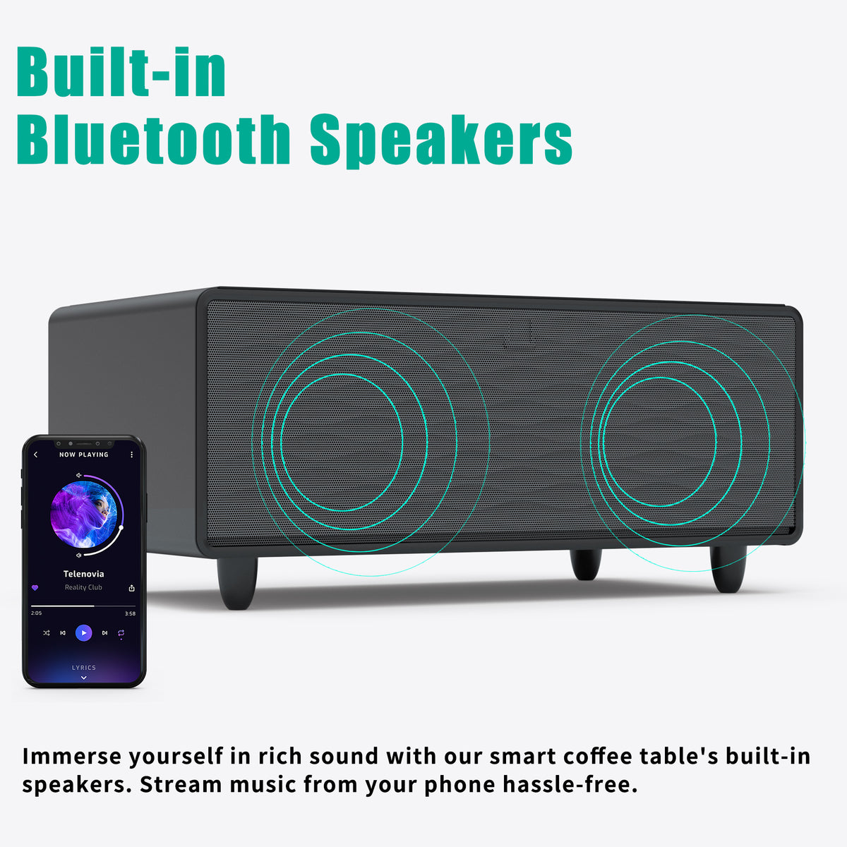 Smart Coffee Table with Bluetooth & USB Charging