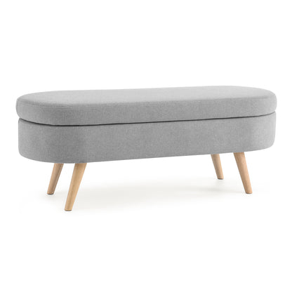 Oval Lift-Top Storage Ottoman – Gray