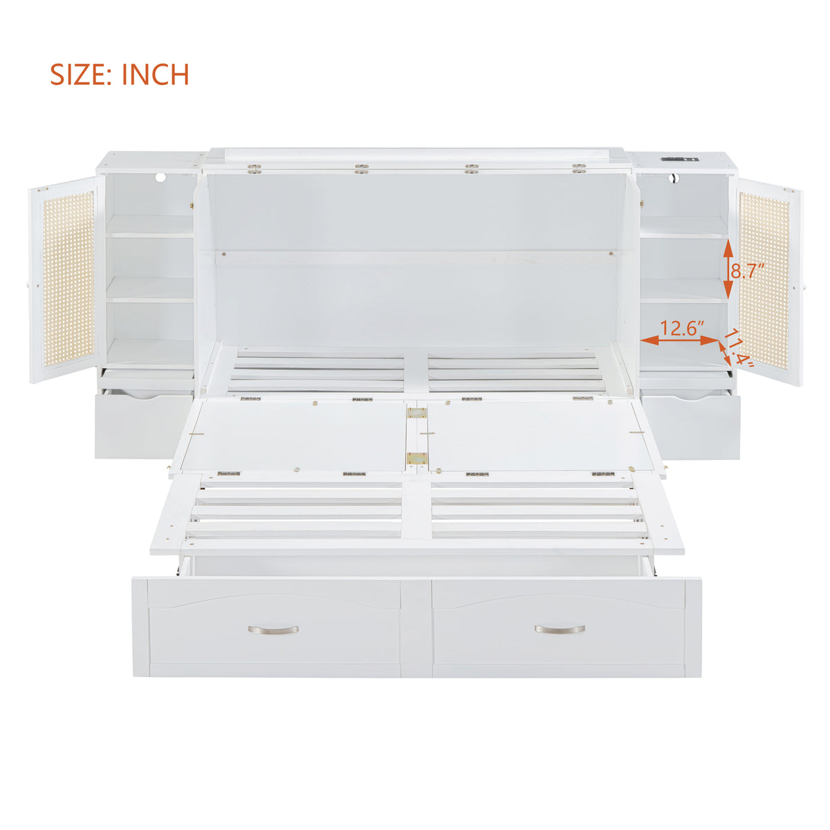 Murphy Wall Bed with Drawers White Finish
