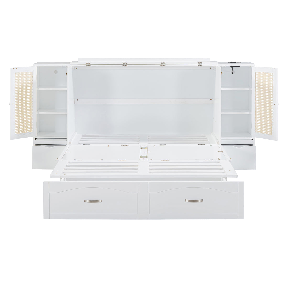Murphy Wall Bed with Drawers White Finish