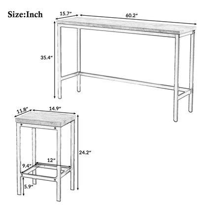 Counter Height Dining Table Set (4 pcs) – Gray Finish
