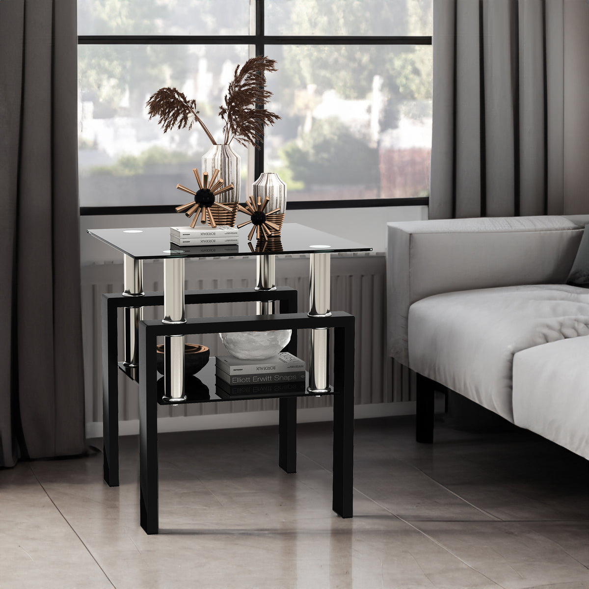 Black Glass Coffee Table – Square