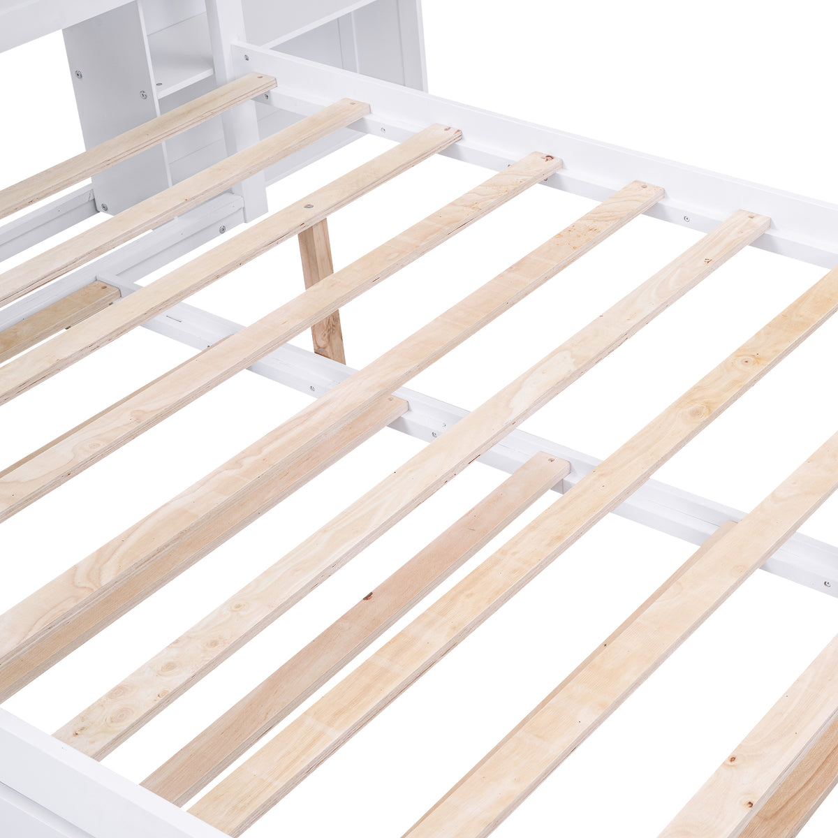 Full Storage Platform Bed with Trundle White