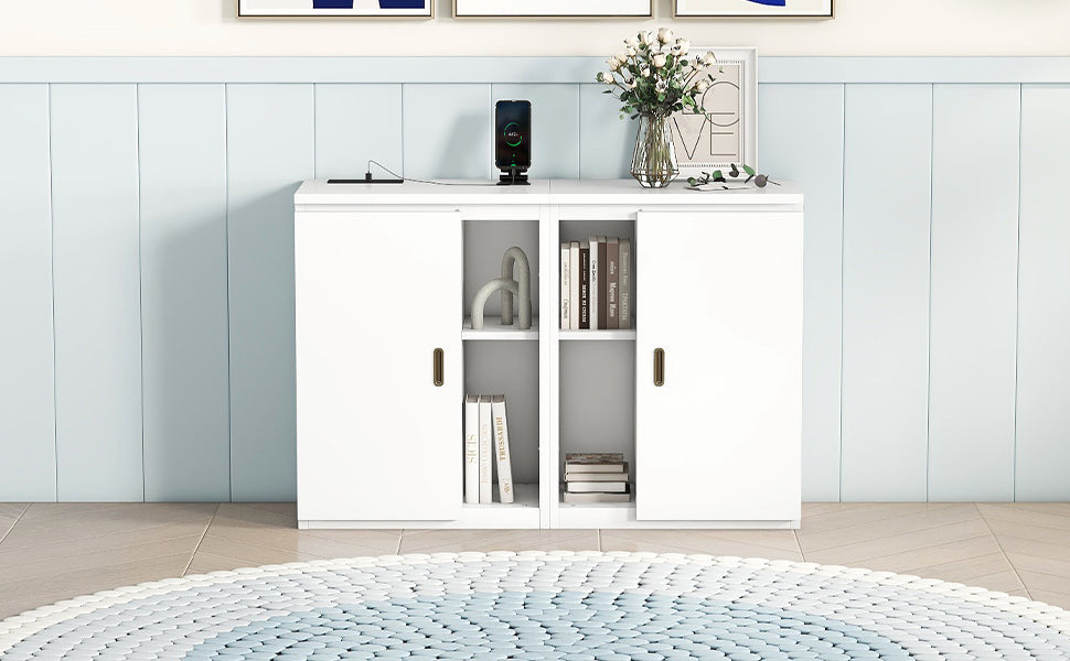 Queen Murphy Bed with USB Ports – White