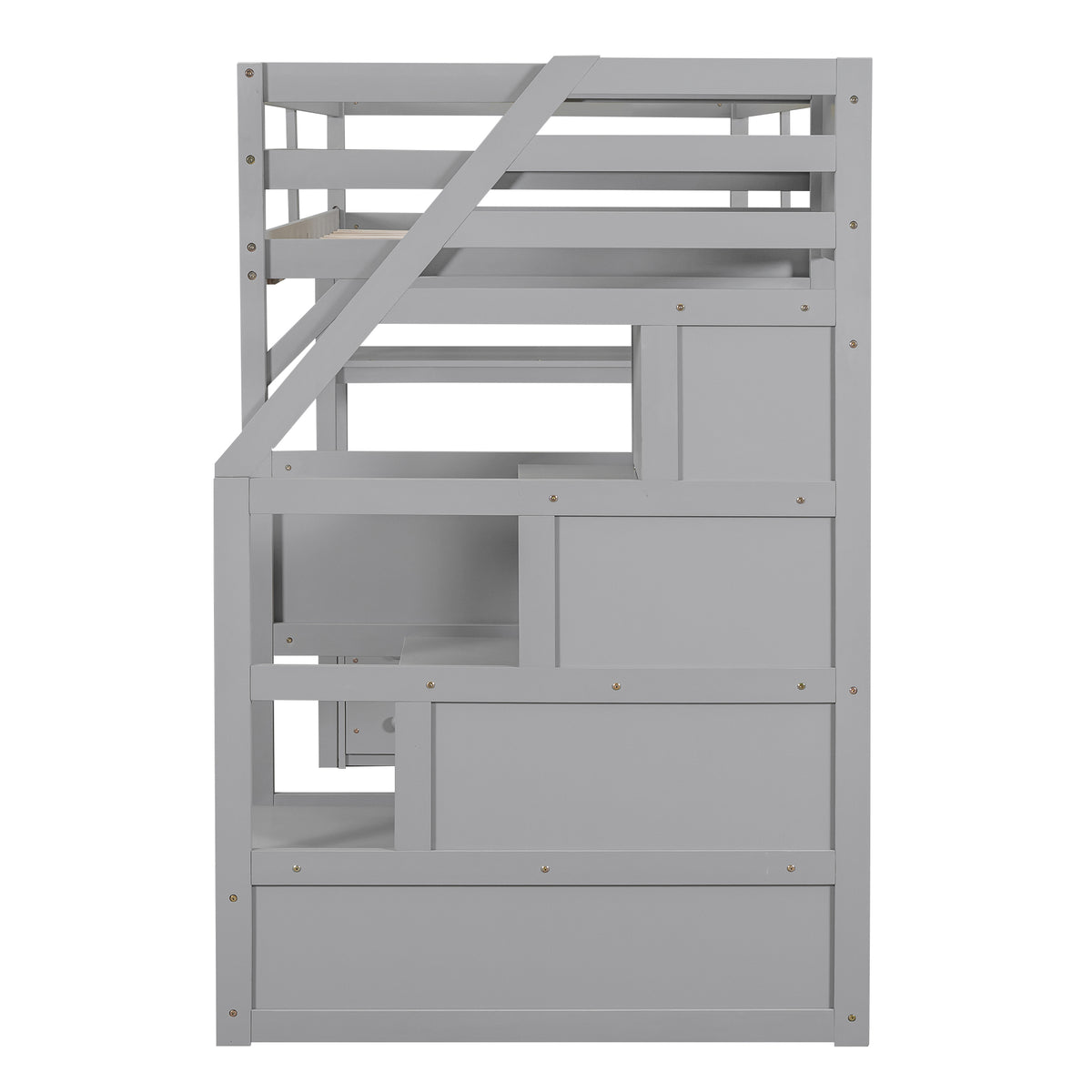 Twin Loft Bed with Storage Gray