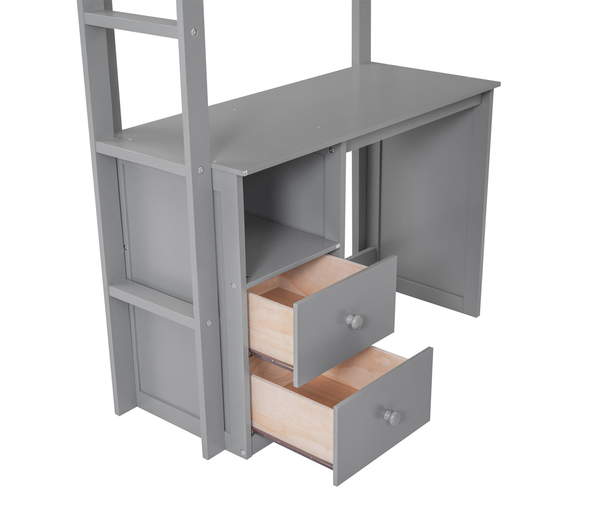 Twin Loft Bed with Wardrobe Gray