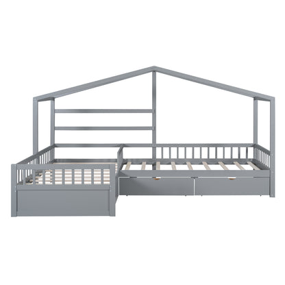 Twin House Bed Gray