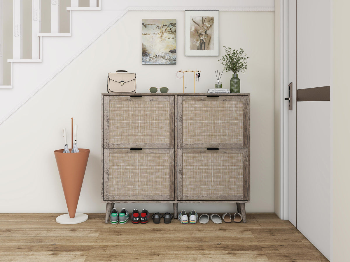 4-Door Entryway Shoe Storage Cabinet White