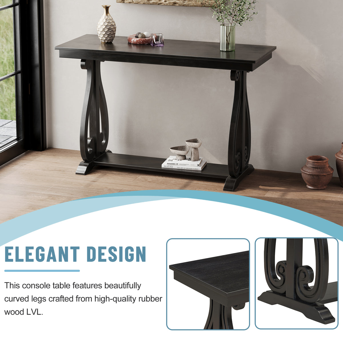 Rustic Console Table Black