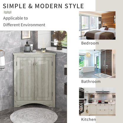 Oak Corner Bathroom Cabinet with Shelves