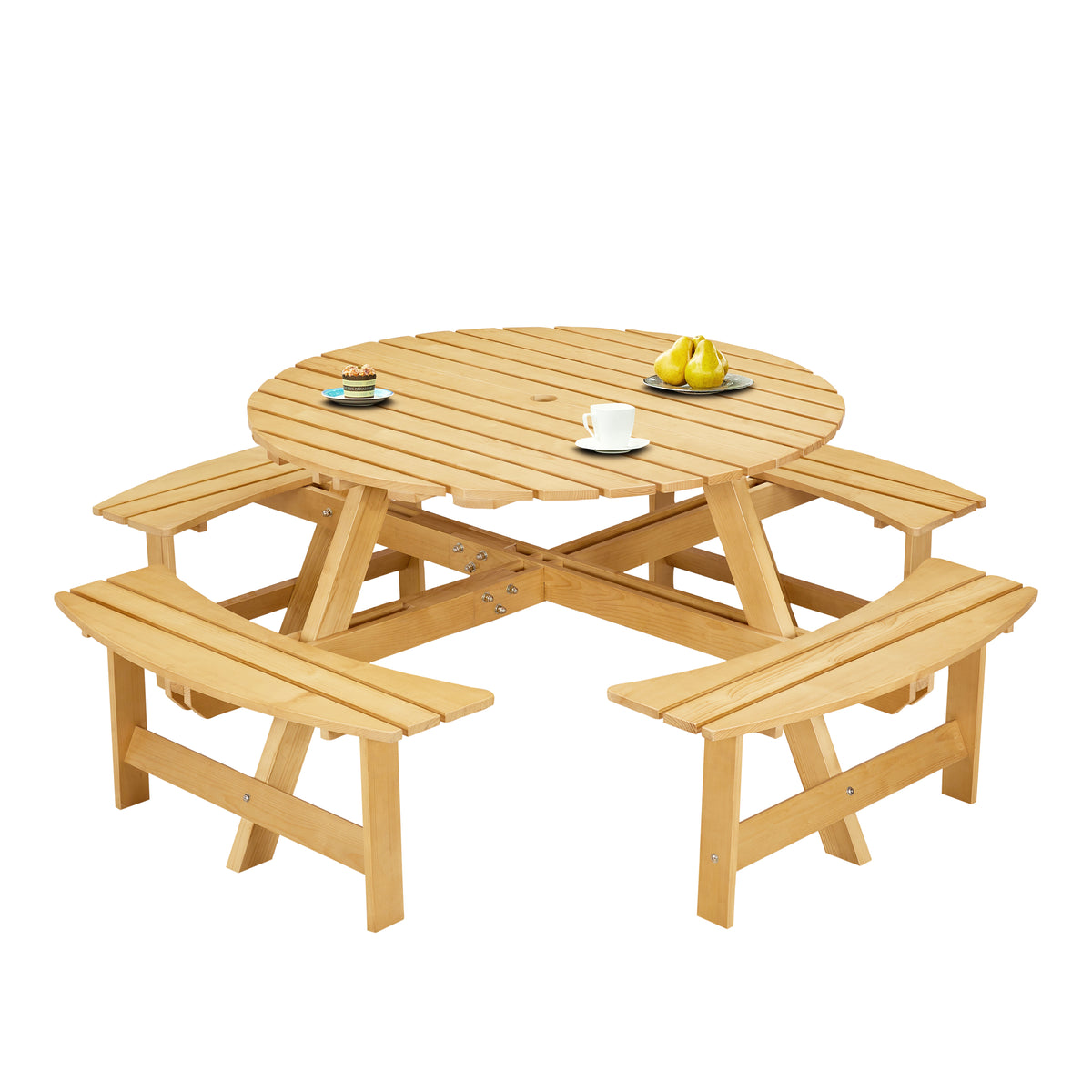 Outdoor Dining Table with Benches Set of 8