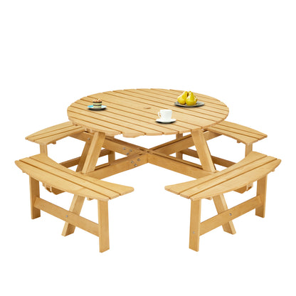 Outdoor Dining Table with Benches Set of 8