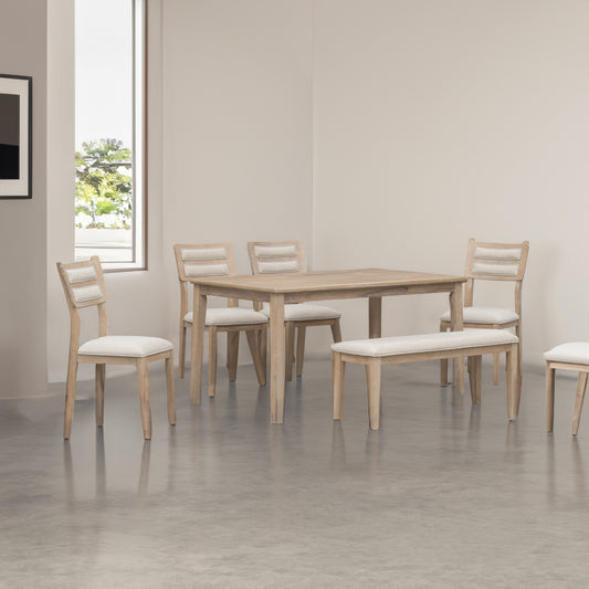Classic Wood Dining Set (6 pcs) – Natural Wash