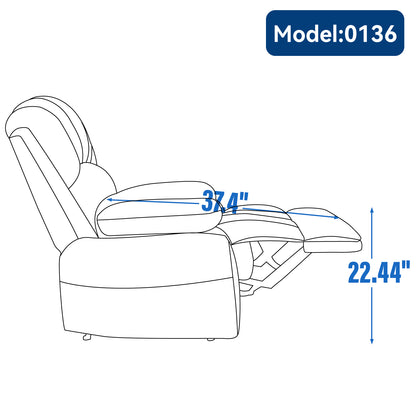 Manual Recliner Chair Fabric Gray