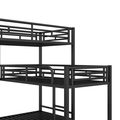 Metal Triple Bunk Bed Black