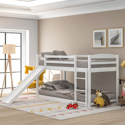 Twin Over Twin Bunk Bed with Slide White