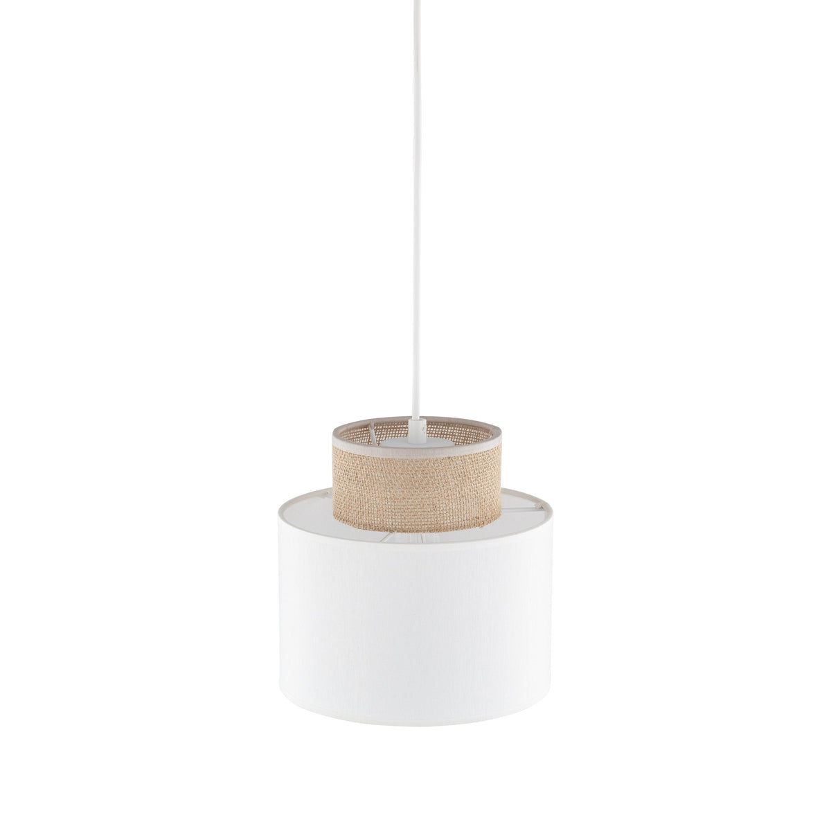 DUO White Jute Natural Pendant Light
