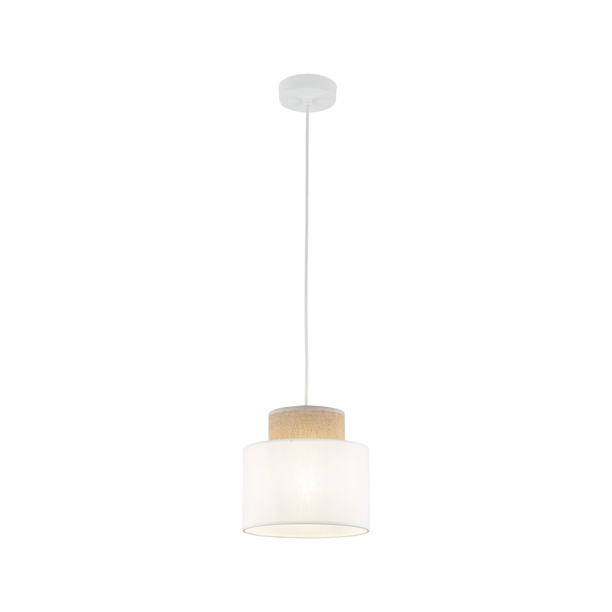 DUO White Jute Natural Pendant Light